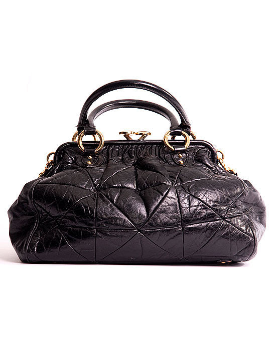 100% Authentic Marc Jacobs Black Quilted Stam Kiss Lock Bag