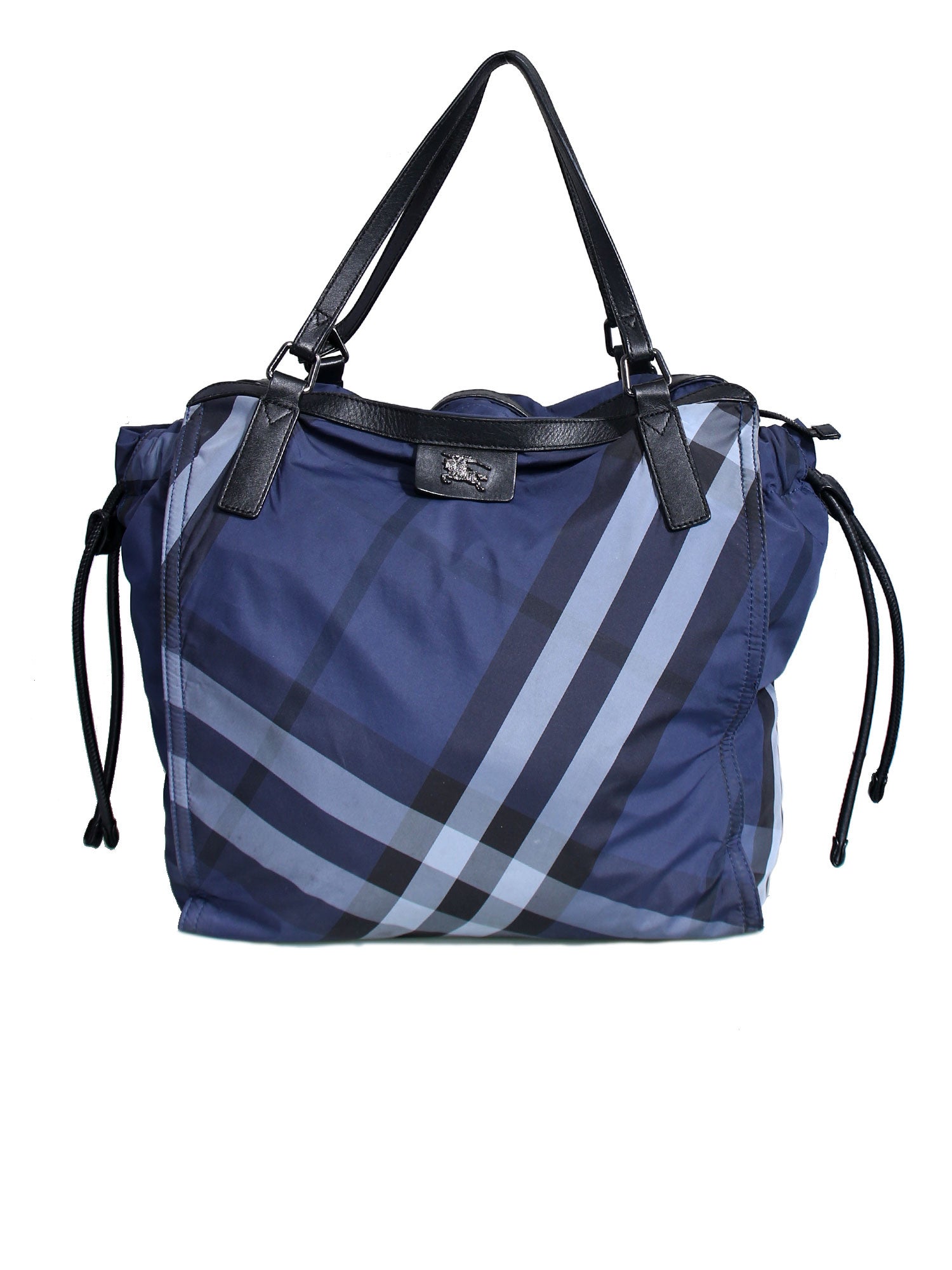 BURBERRY Mega Check Tote Bag Black Horse Logo A4 Shoulder
