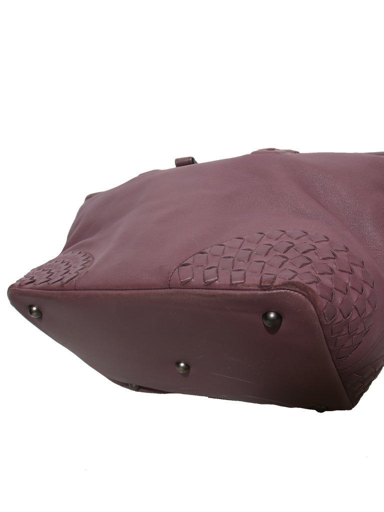 Bottega Veneta Intrecciato-Trimmed Leather Tote Bag