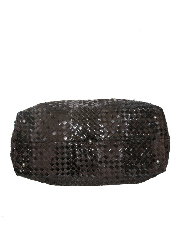 Bottega Veneta Intrecciato Suede and Patent Leather Tote Bag