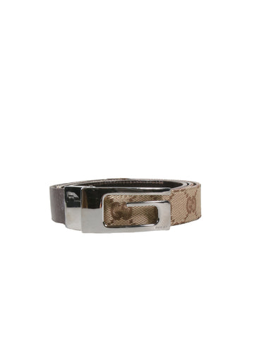 Gucci Monogram Canvas and Leather Belt