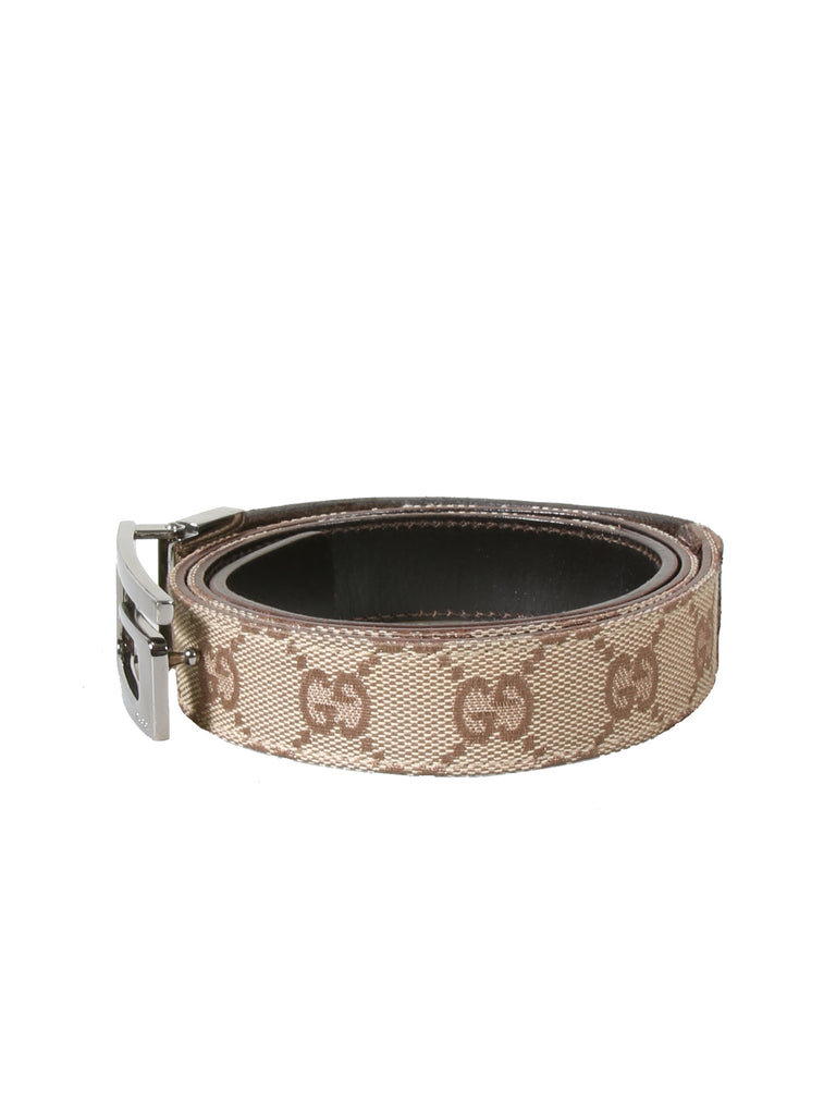 Gucci Monogram Canvas and Leather Belt