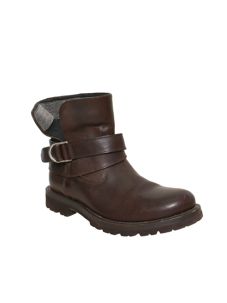 Brunello Cucinelli Monili-Trimmed Leather Boots