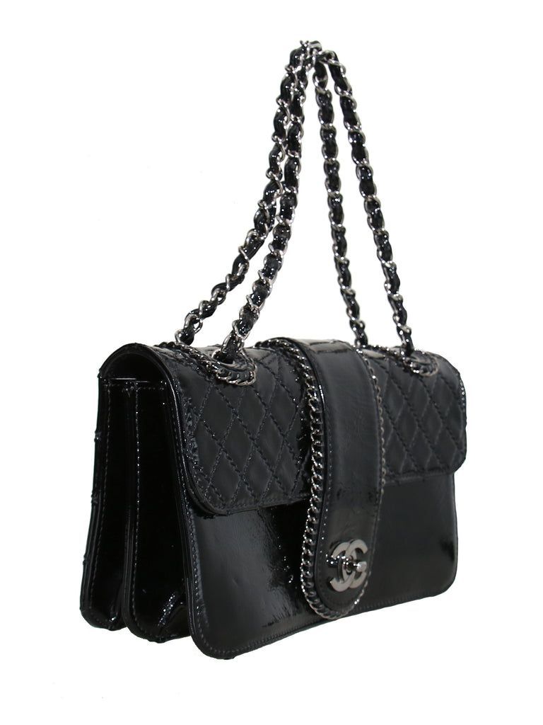 Chanel Coco Shine Small Flap Bag in Black Patent with Shiny Silver Hardware  - SOLD