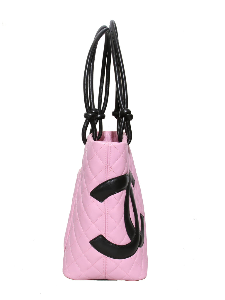Vintage Chanel Cambon Ligne Tote Bag In Pink And Black CC Logo Medium –  Trésor Vintage