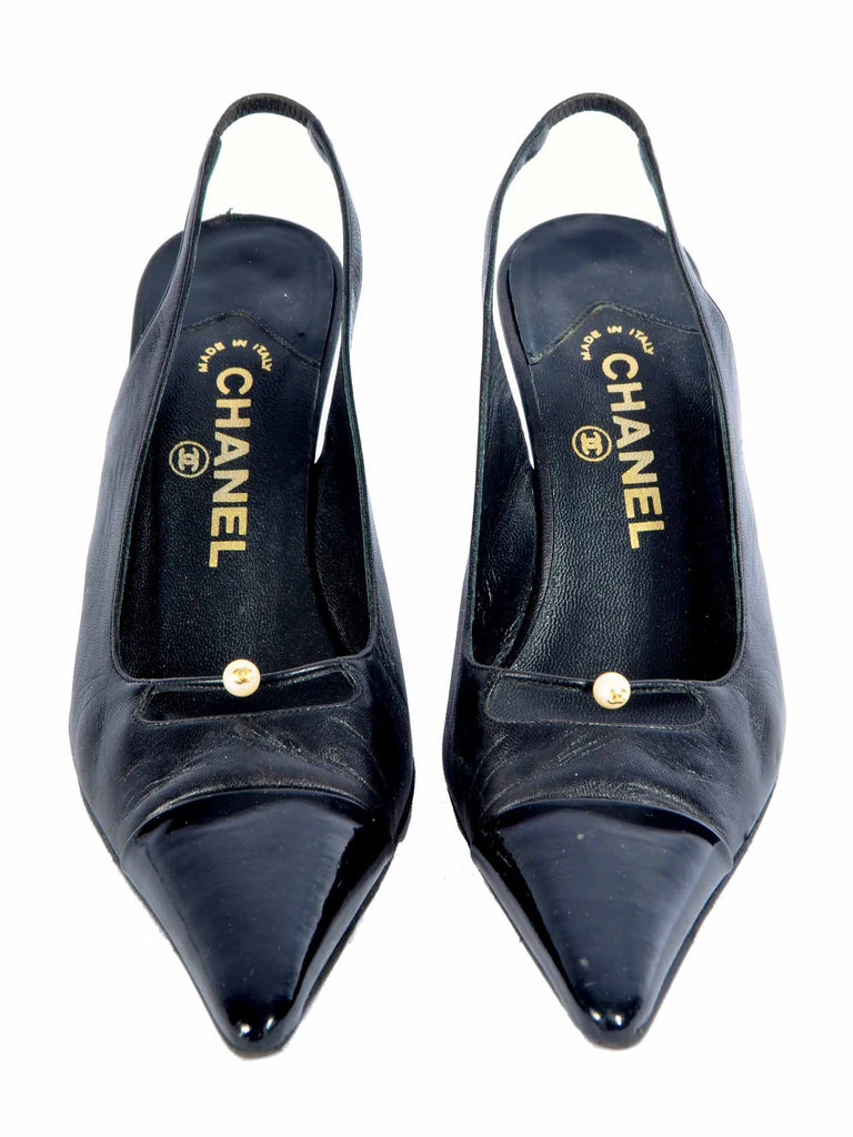Pre-owned Chanel Pearl Slingback Pumps