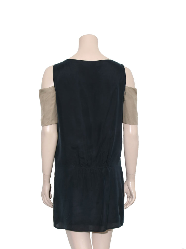 Tibi Silk Cutout Shoulder Dress