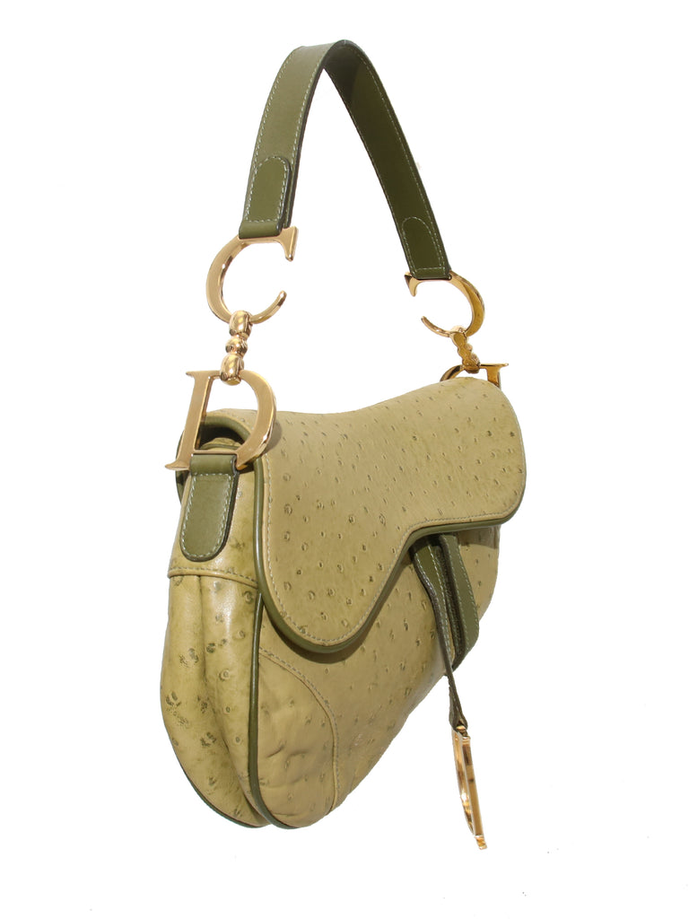 CHRISTIAN DIOR Vintage Ostrich Saddle Bag