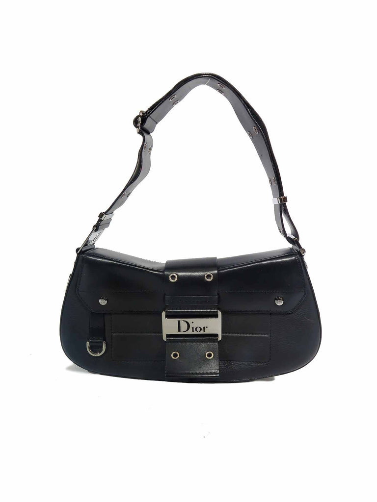 BRAND NEW, AUTHENTIC, DIOR BLACK AND SILVER SHOULDER BAG WITH SILVER  HARDWARE