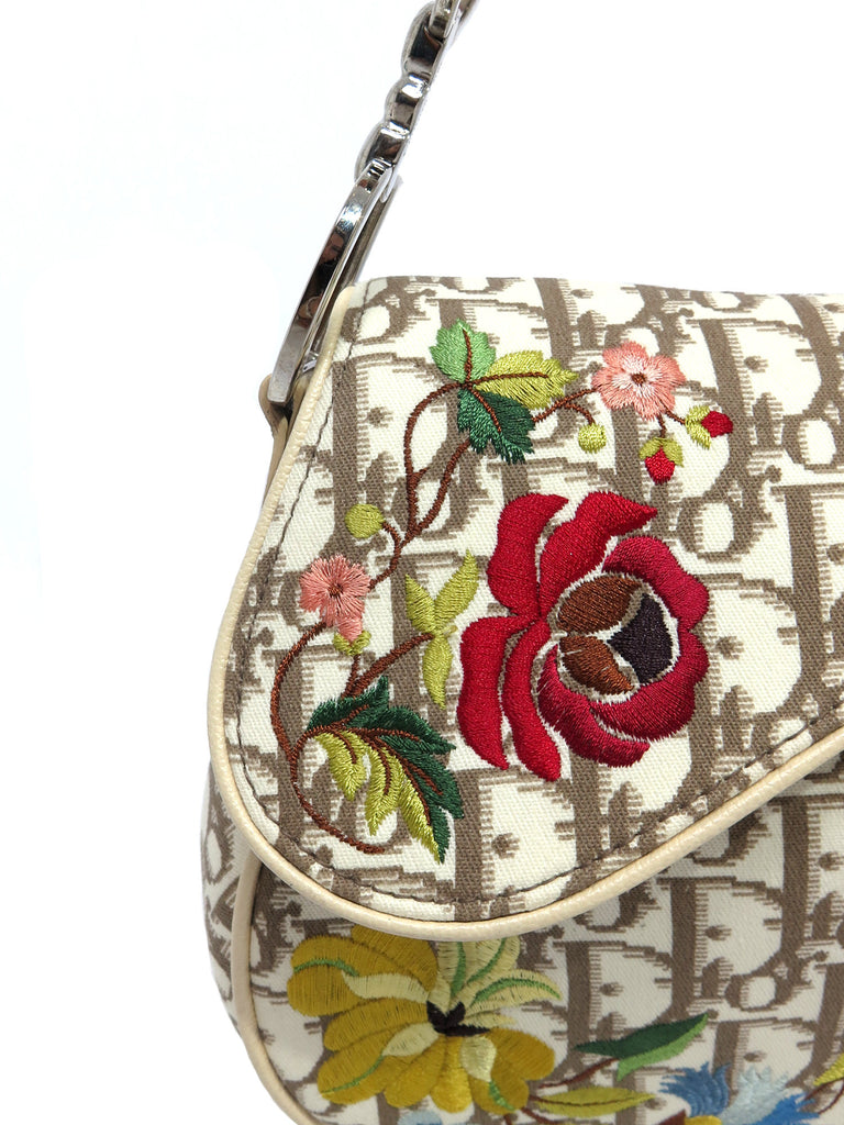 Christian Dior Vintage Flowers Saddle Bag