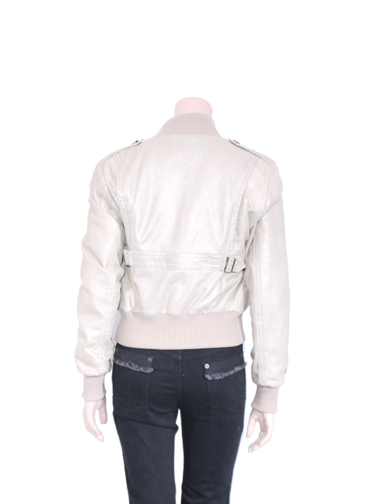 Gucci Rib Knit Trimmed Leather Jacket