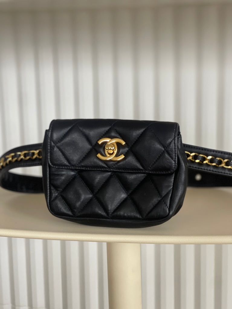 CHANEL Satin Quilted CC Kiss Lock Evening Bag Black 80752