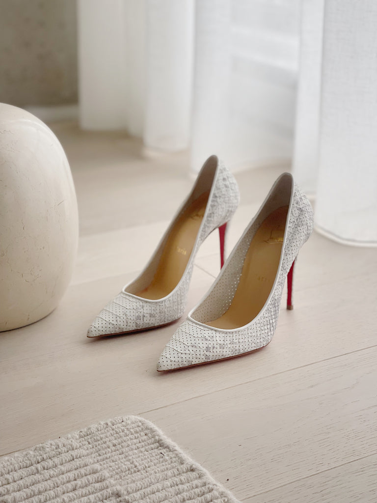 Perforated Pointed Python Pumps