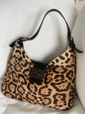 Vintage Leopard Print Pony Hair Shoulder Bag