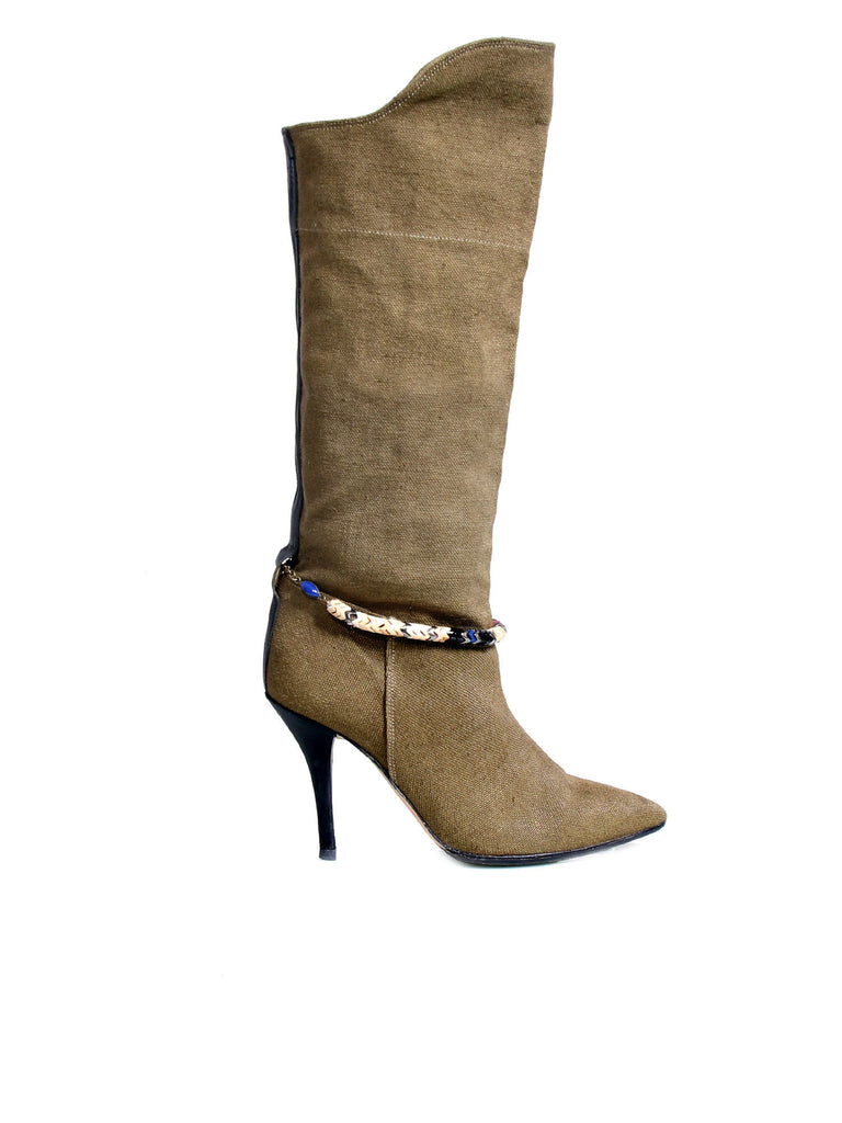 Isabel Marant Canvas Pointed-Toe Boots