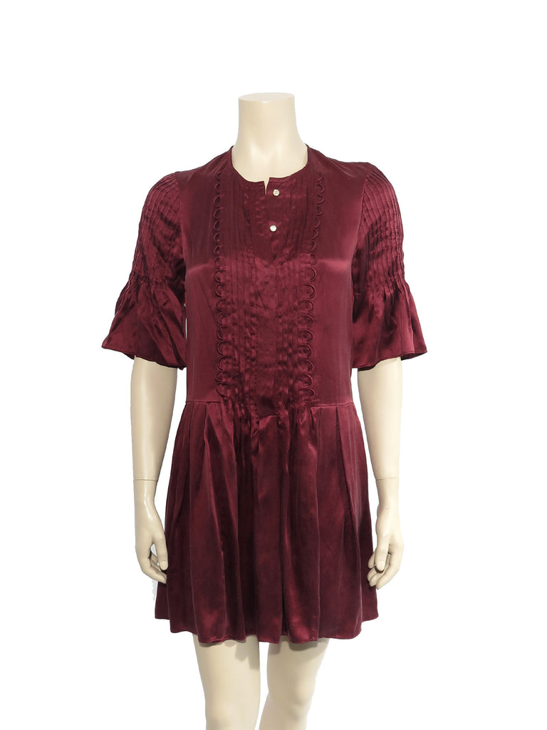Isabel Marant Valley Pleated Washed-Silk Mini Dress
