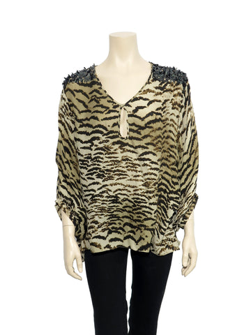 Madison Marcus Leopard Silk Top
