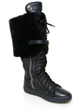 Louis Vuitton Polka Embossed Leather and Fur Tall Boots