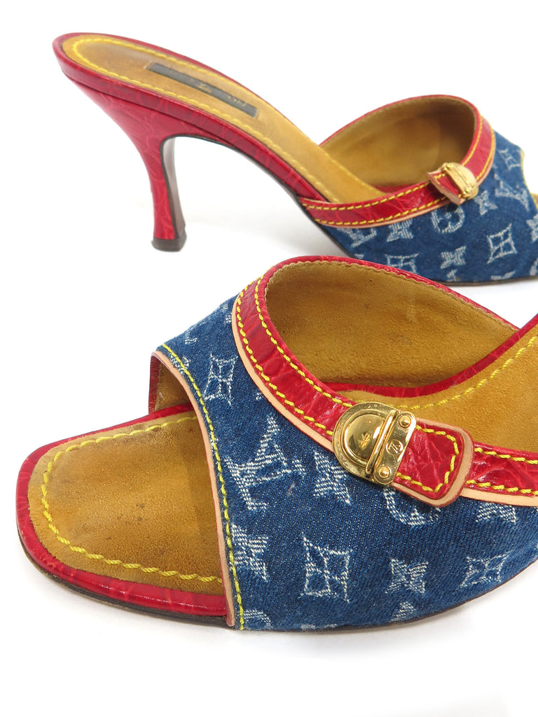 Pre-owned Louis Vuitton Monogram Denim Slide Sandals – Sabrina's