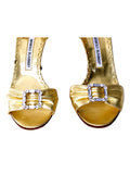 Manolo Blahnik Embellished Peep-Toe Sandals 