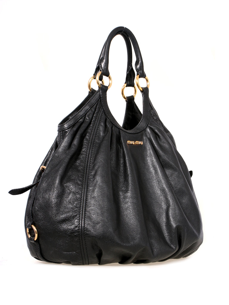 Miu Miu Leather Hobo Shoulder Bag