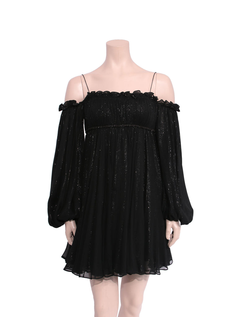 Marchesa Silk Off-Shoulder Dress