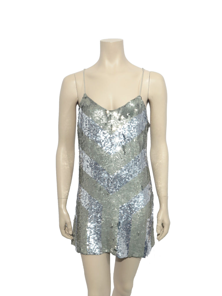 parker black silver sequin dress Silk Mini Dress