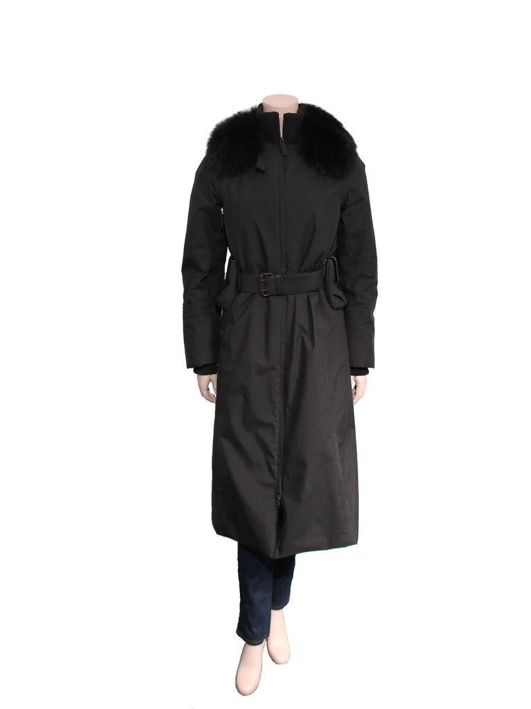 Prada Fur-Trimmed Long Coat