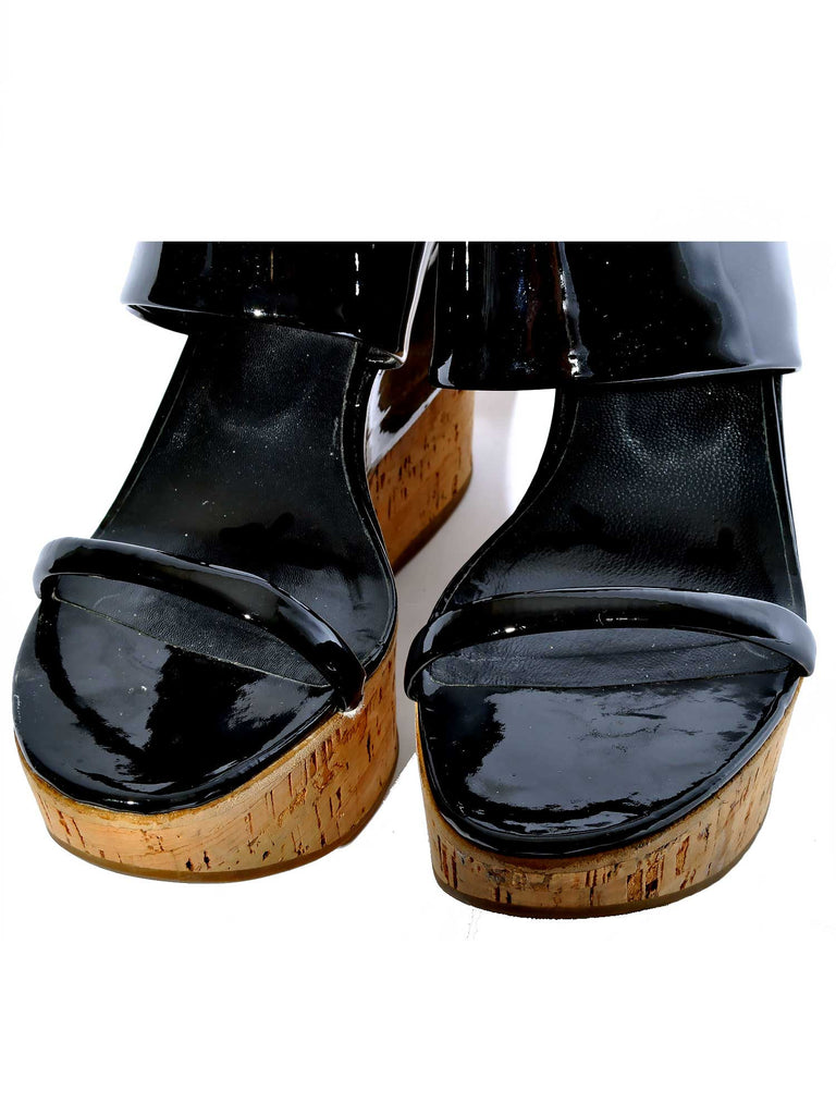 Prada Patent Wedge Sandals 