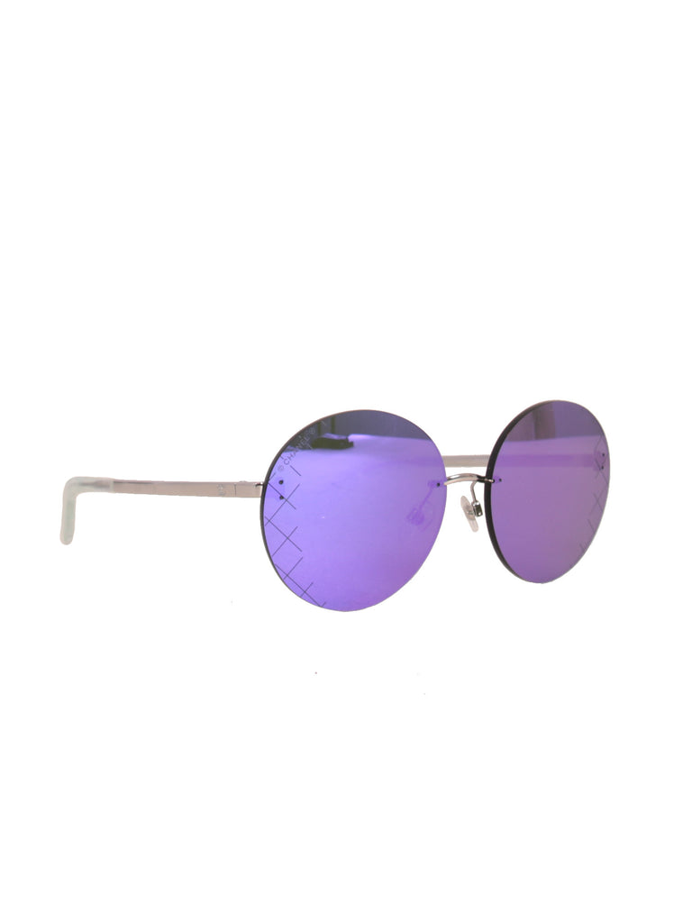 Black Round Channel Sunglasses, Size: Free