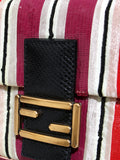 Fendi Snakeskin-Trimmed Embroidered Sequin Baguette Bag
