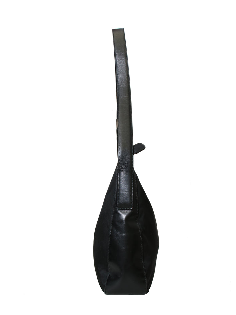 Prada Leather-Trimmed Tessuto Hobo Bag